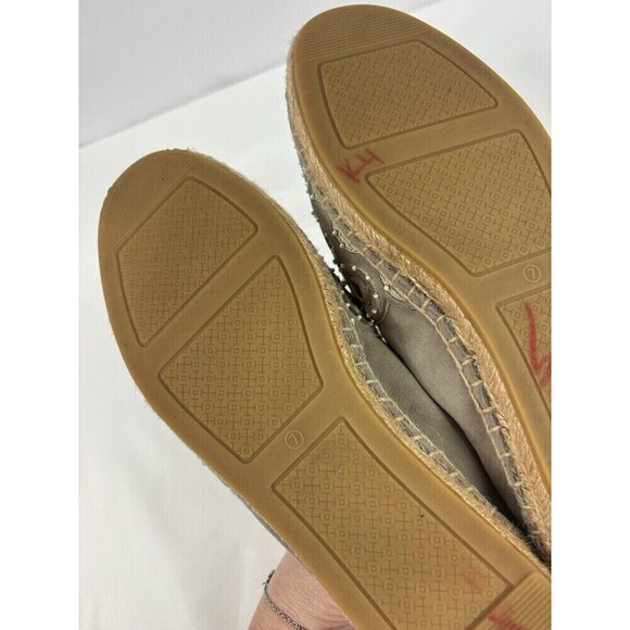 Tory Burch Yasmin Flats Espadrilles Grey Suede 7 Mirror Accents - Picture 5 of 11